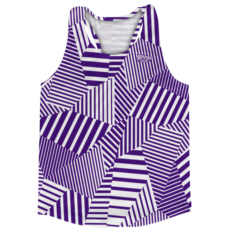 Multiple Lines Pattern Running Racerback Singlet - Purple Lakers and White