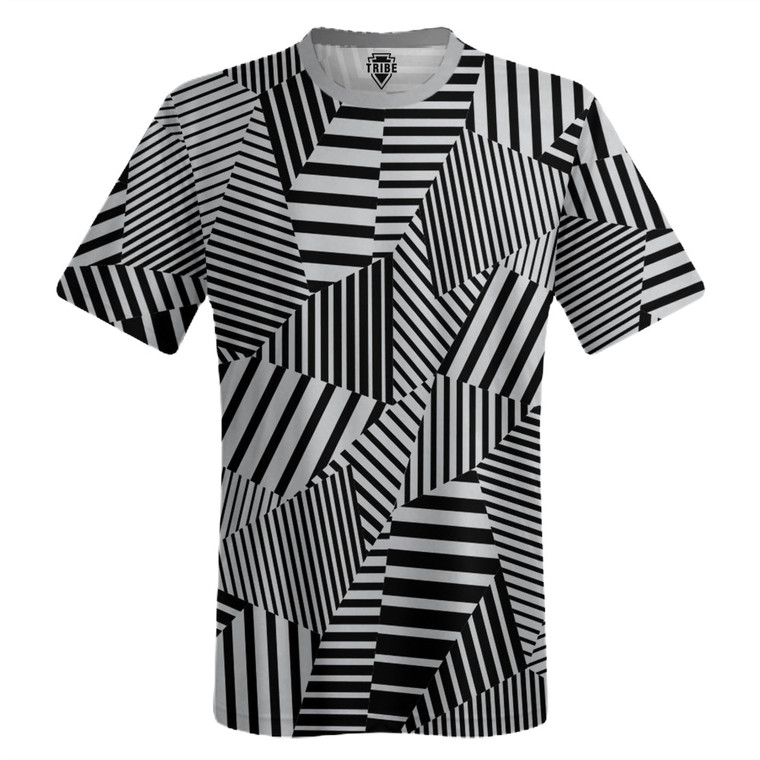 Multiple Lines Pattern Lacrosse Shooter Shirt - Grey Medium and Black