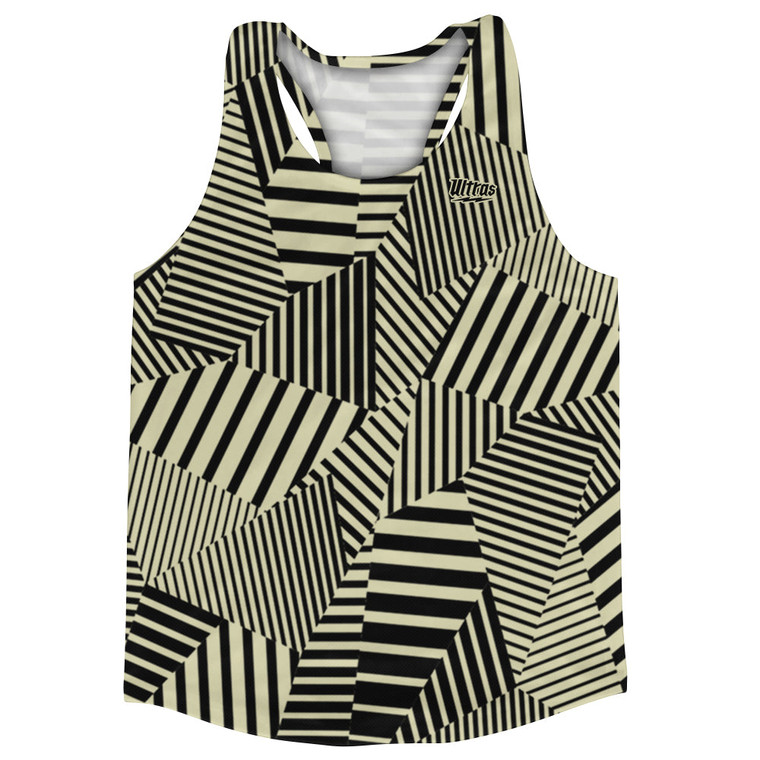 Multiple Lines Pattern Running Racerback Singlet - Vegas Gold and Black