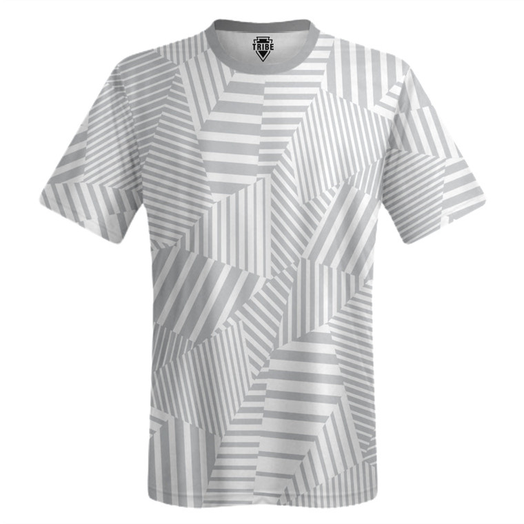 Multiple Lines Pattern Lacrosse Shooter Shirt - Grey Medium and White