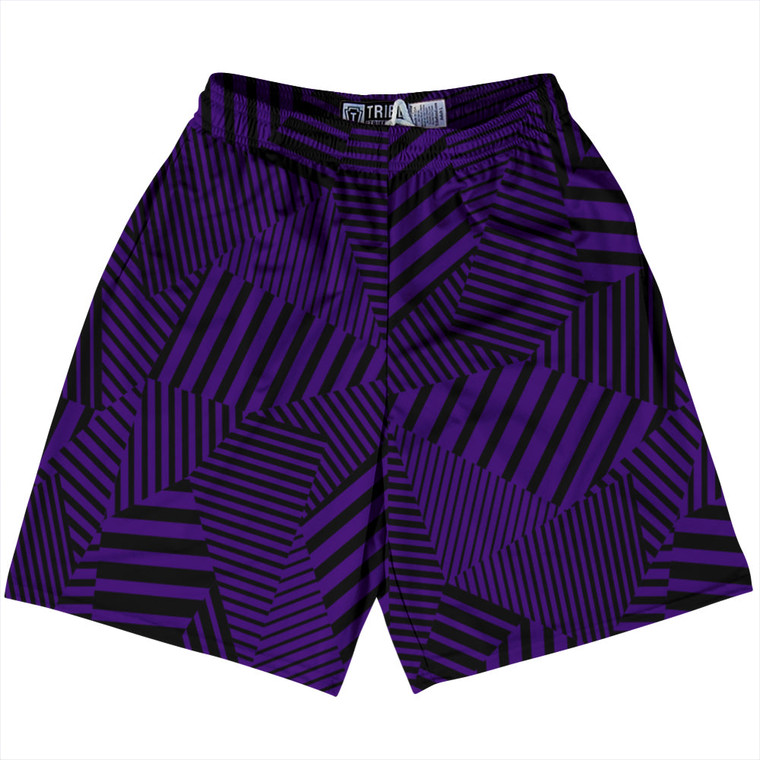 Multiple Lines Pattern Lacrosse Shorts Made In USA - Purple Lakers