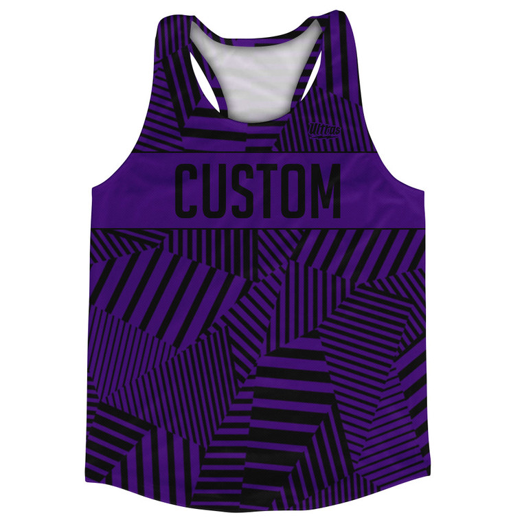 Multiple Lines Pattern Custom Finish Line  Running Racerback Singlet - Purple Lakers and Black