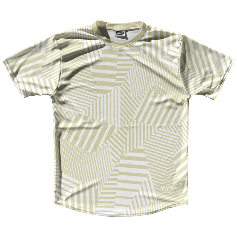 Multiple Lines Pattern Running Shirt Track Cross Made In USA - Vegas Gold and White
