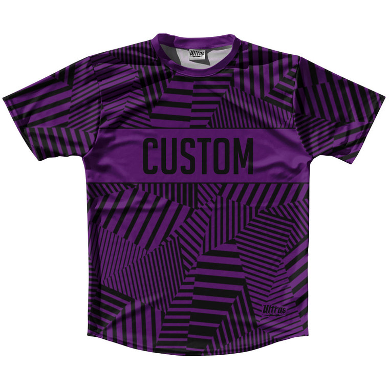 Multiple Lines Pattern Custom Finish Line  Running Shirt Track Cross Made In USA - Purple Medium and Black