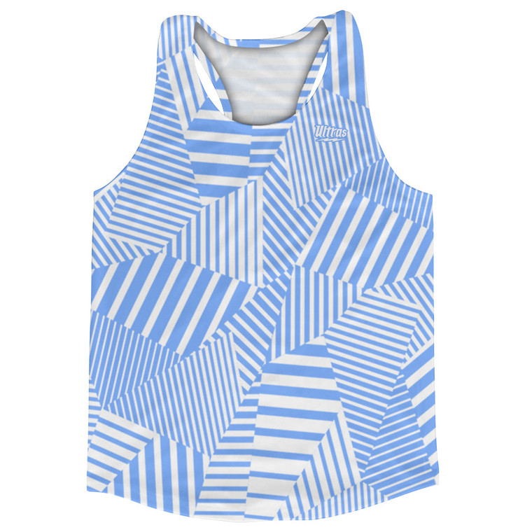 Multiple Lines Pattern Running Racerback Singlet - Blue Carolina and White