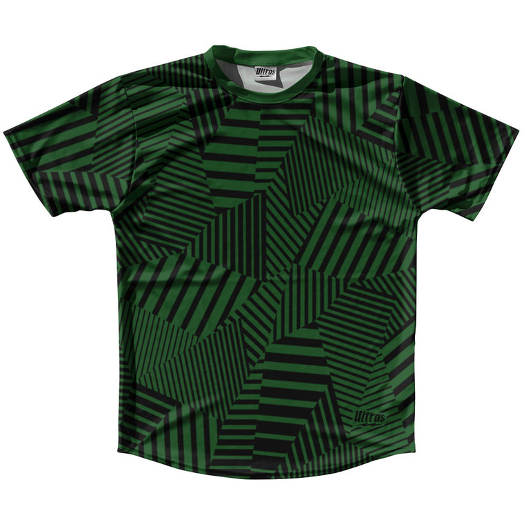 Multiple Lines Pattern Running Shirt Track Cross Made In USA - Green Hunter and Black