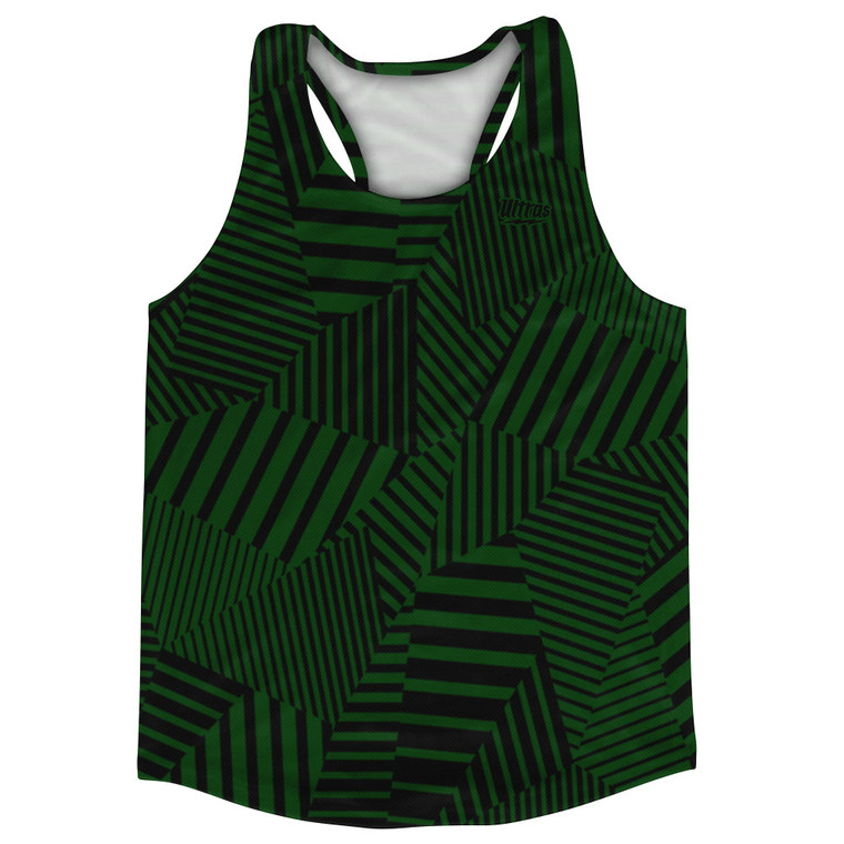 Multiple Lines Pattern Running Racerback Singlet - Green Forest and Black
