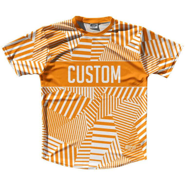 Multiple Lines Pattern Custom Finish Line  Running Shirt Track Cross Made In USA - Orange Tennessee and White