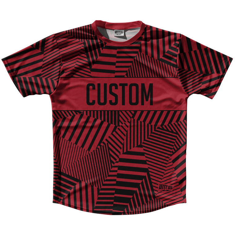 Multiple Lines Pattern Custom Finish Line  Running Shirt Track Cross Made In USA - Red Cardinal and Black