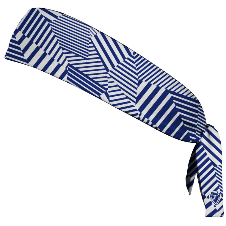 Multiple Lines Pattern Headband Made In USA - Blue and White