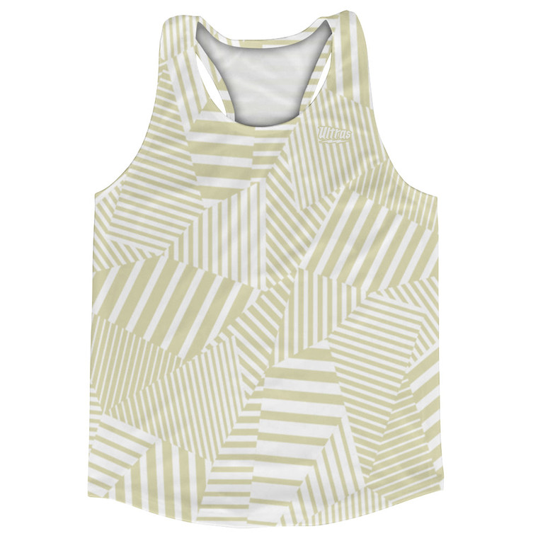 Multiple Lines Pattern Running Racerback Singlet - Vegas Gold and White