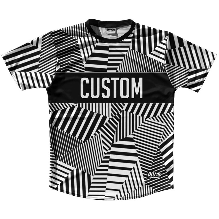 Multiple Lines Pattern Custom Finish Line  Running Shirt Track Cross Made In USA - Black and White