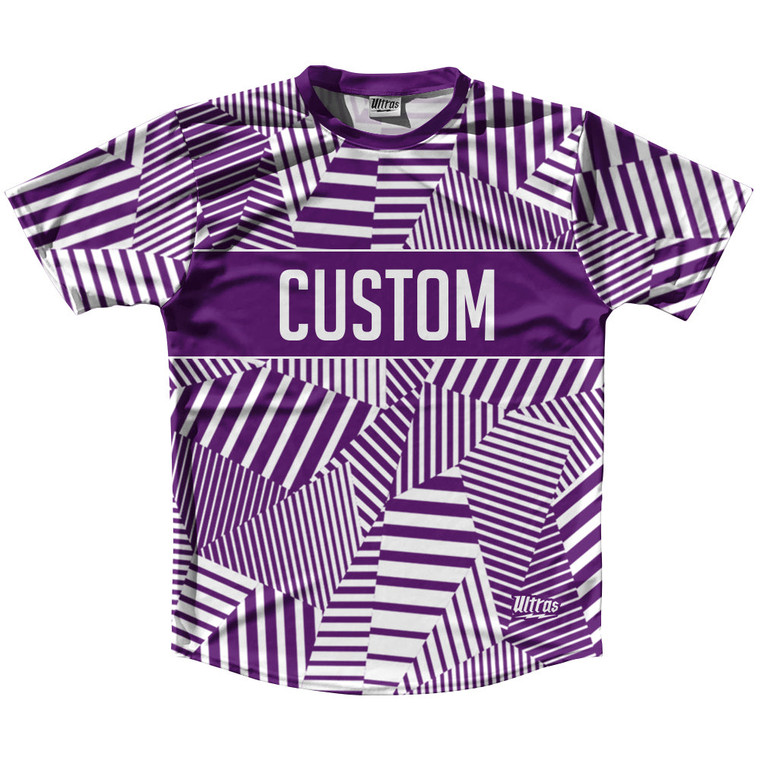 Multiple Lines Pattern Finish Line  Running Shirt Track Cross Made In USA - Purple Medium and White