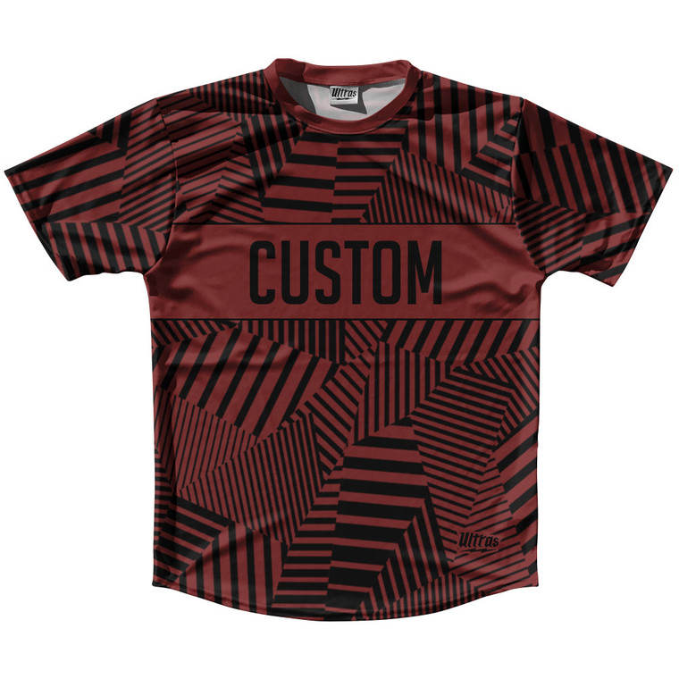 Multiple Lines Pattern Custom Finish Line  Running Shirt Track Cross Made In USA - Red Maroon and Black