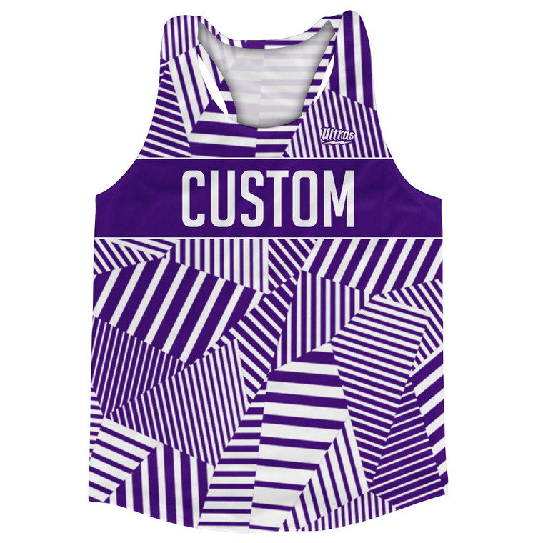 Multiple Lines Pattern Custom Finish Line  Running Racerback Singlet - Purple Lakers and White