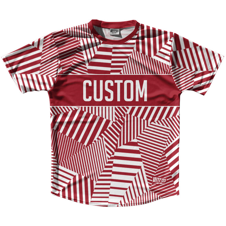 Multiple Lines Pattern Finish Line  Running Shirt Track Cross Made In USA - Red Cardinal and White 