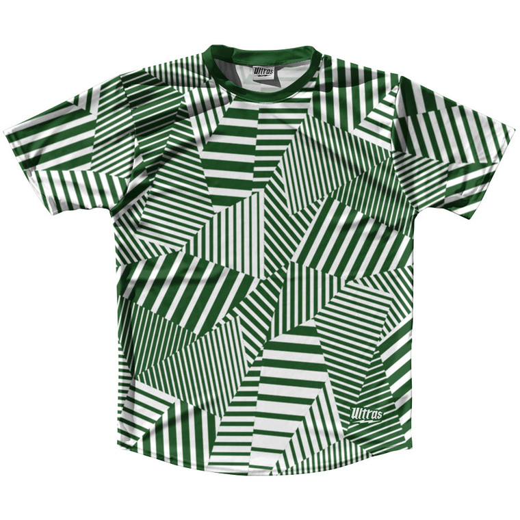Multiple Lines Pattern Running Shirt Track Cross Made In USA - Green Hunter and White
