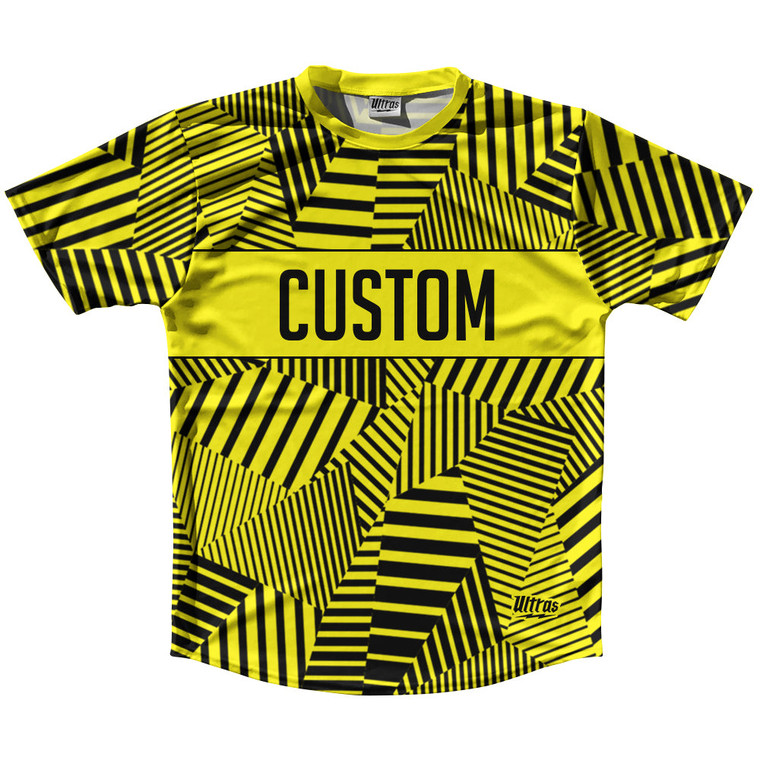 Multiple Lines Pattern Finish Line  Running Shirt Track Cross Made In USA - Yellow Bright and Black
