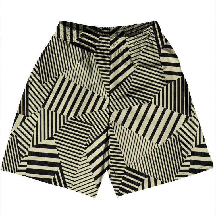 Multiple Lines Pattern Basketball Practice Shorts Made In USA - Vegas Gold and Black