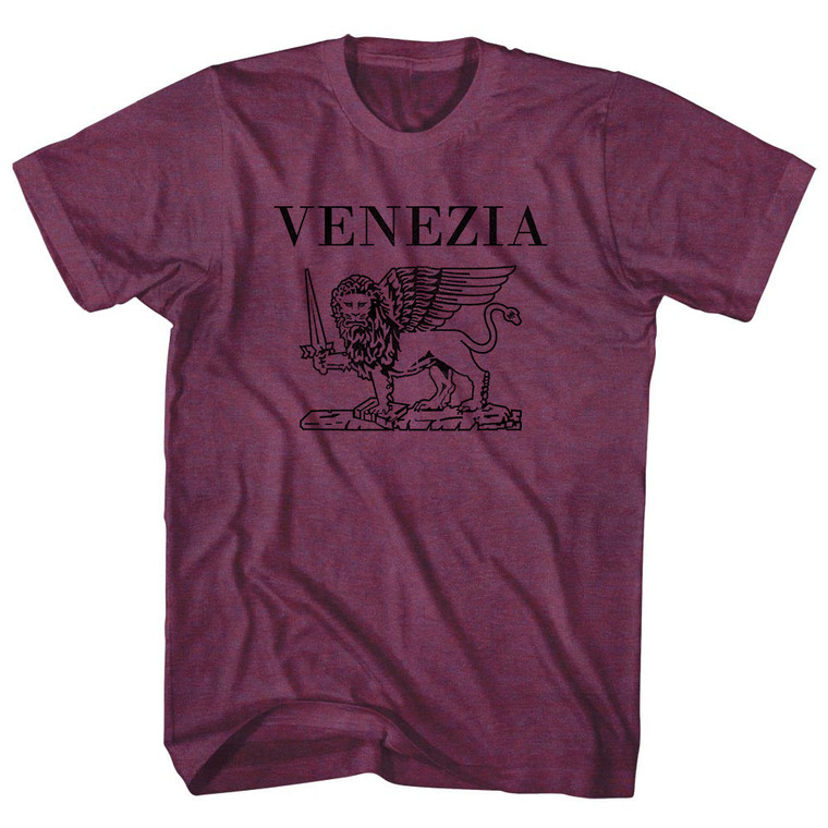 Venezia Lion and Sword Design (Black Artwork) Adult Tri-Blend T-shirt - Athletic Cranberry