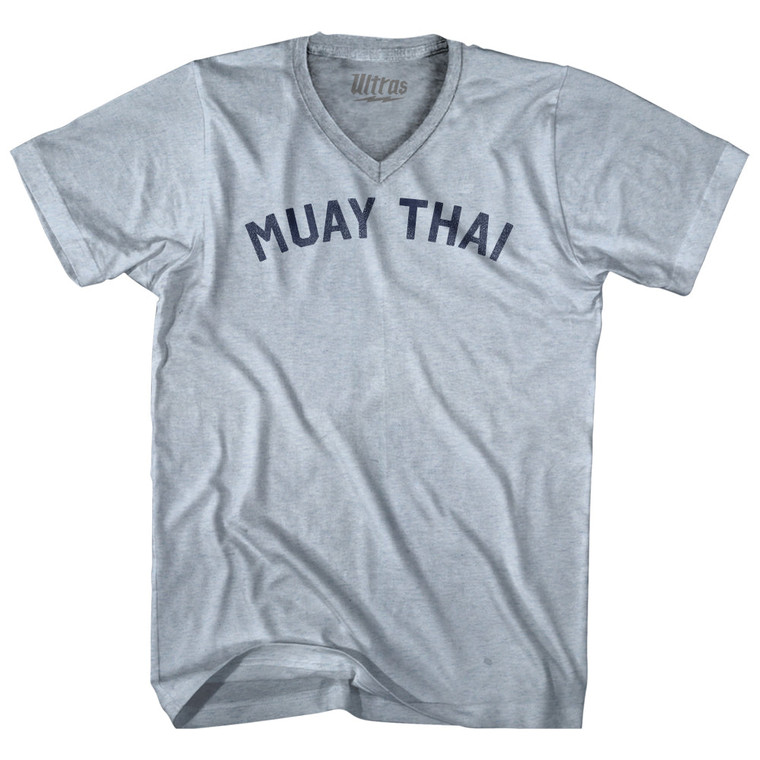 Muay Thai  Adult Tri-Blend V-neck T-shirt - Athletic White