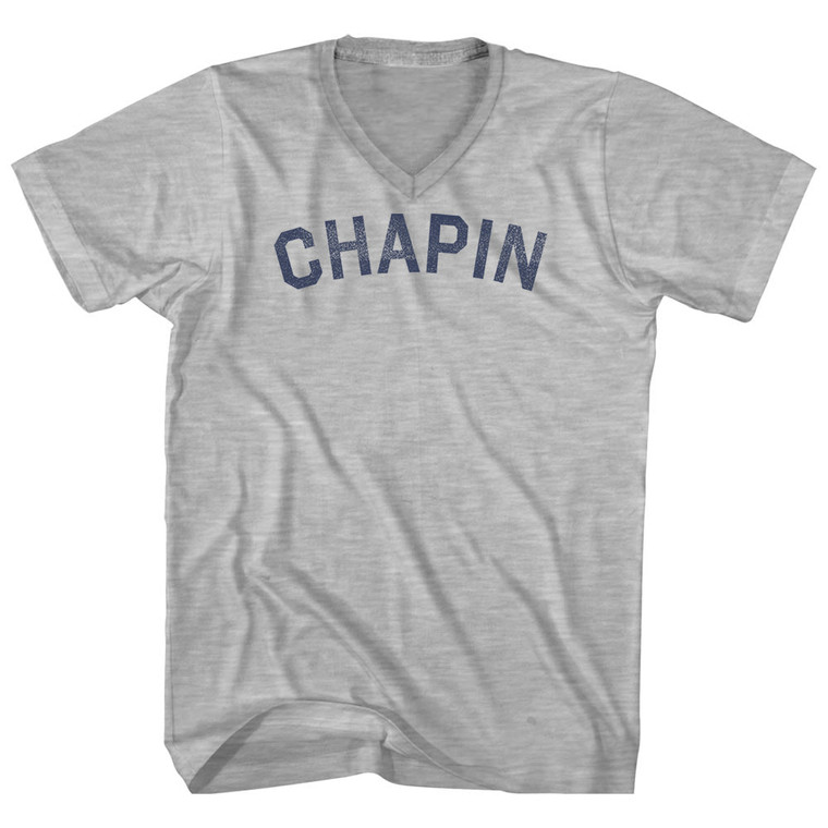 Chapin Adult Cotton V-neck T-shirt - Grey Heather
