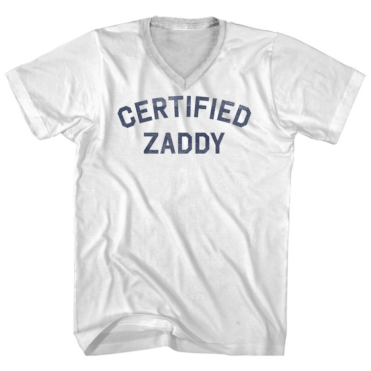 Certified Zaddy Adult Cotton V-neck T-shirt - White