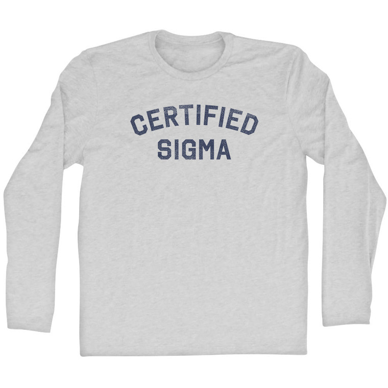 Certified Sigma Adult Cotton Long Sleeve T-shirt - Grey Heather