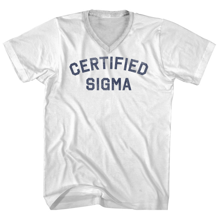 Certified Sigma Adult Cotton V-neck T-shirt - White