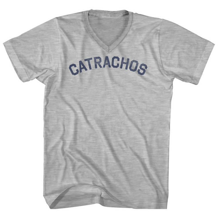 Catrachos Adult Cotton V-neck T-shirt - Grey Heather
