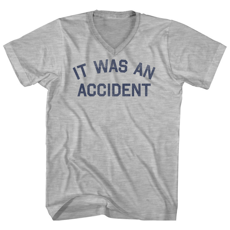 It Was An Accident Adult Cotton V-neck T-shirt - Grey Heather