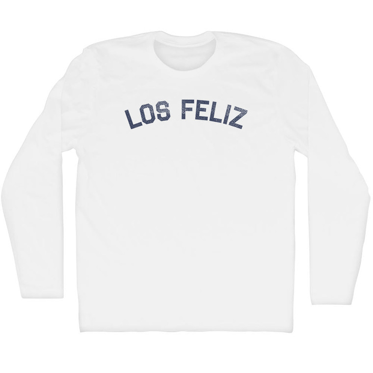 Los Feliz Adult Cotton Long Sleeve T-shirt - White