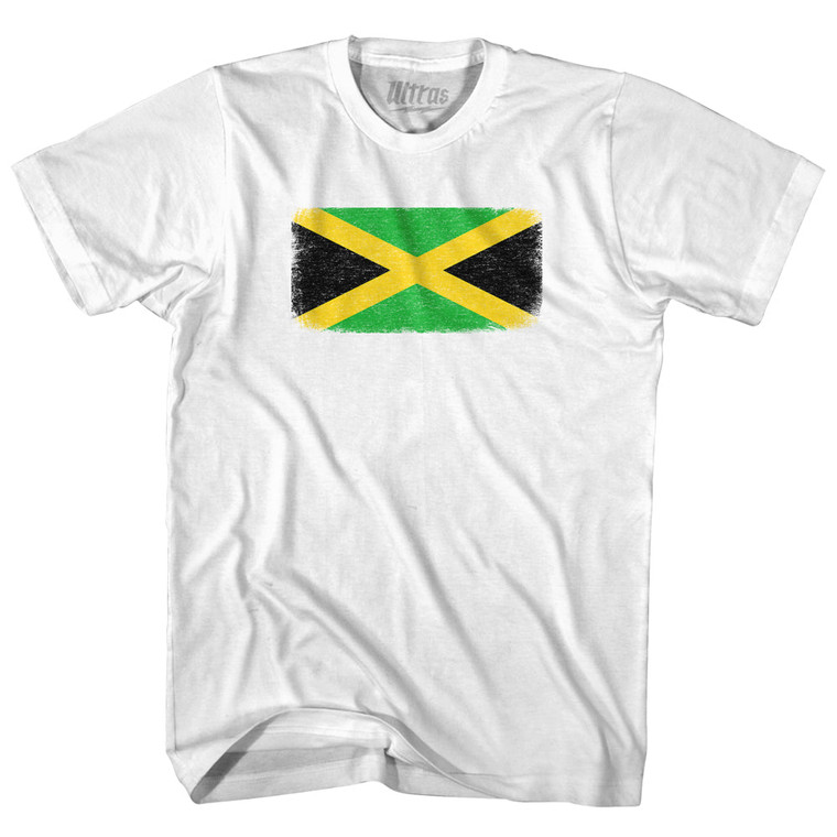 Jamaica Country Flag Womens Cotton Junior Cut T-Shirt - White