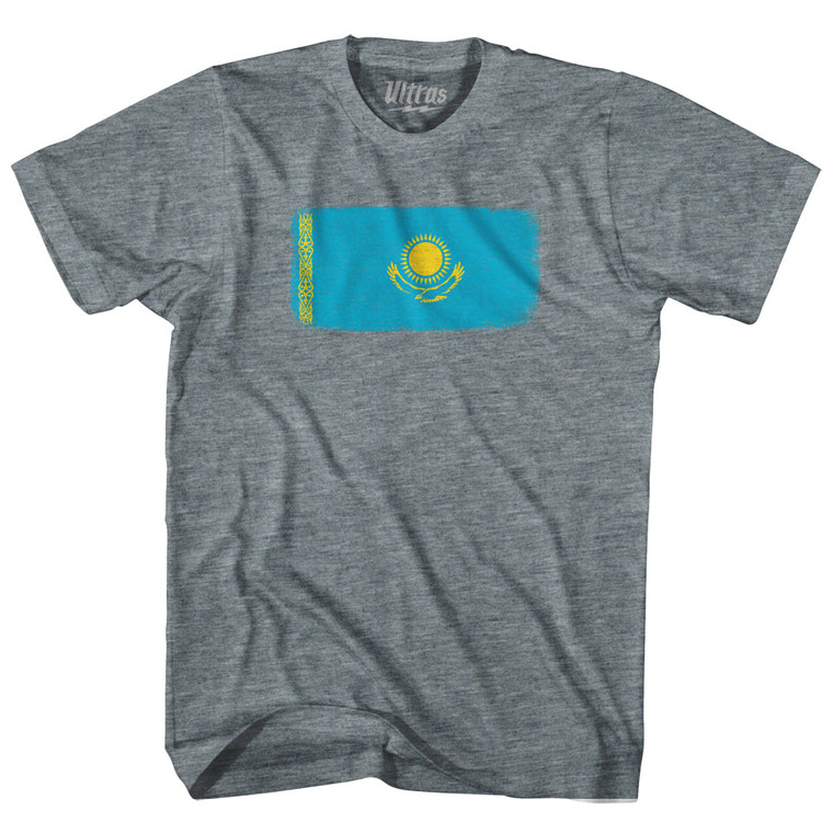 Kazakhstan Country Flag Womens Tri-Blend Junior Cut T-Shirt - Athletic Grey