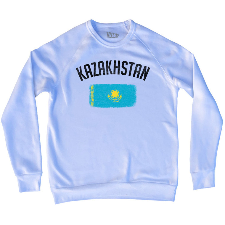 Kazakhstan Country Flag Heritage Adult Tri-Blend Sweatshirt - White