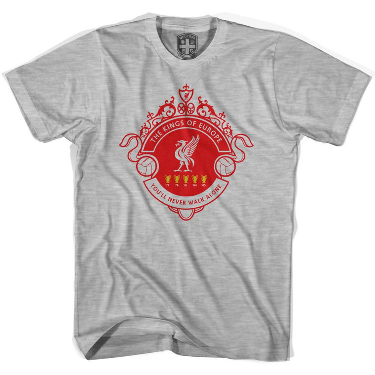 Liverpool Kings of Europe T-shirt - Heather Grey