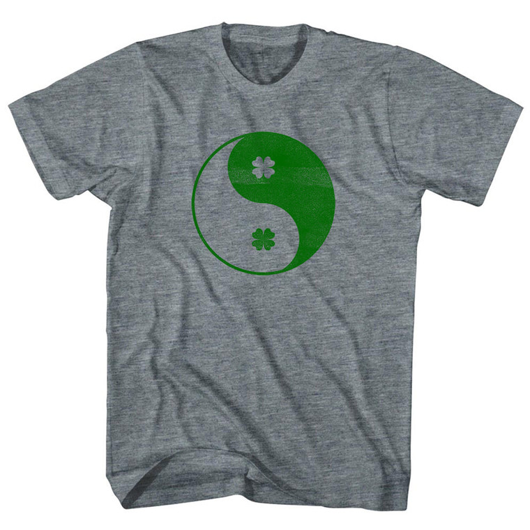 Clover Shamrock Yin And Yang Ireland Balance Womens Tri-Blend Junior Cut T-Shirt - Athletic Grey