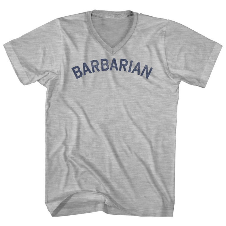 Barbarian Adult Cotton V-neck T-shirt - Grey Heather