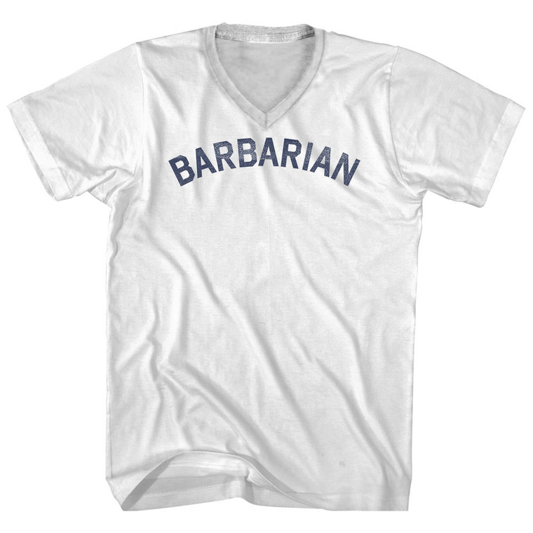 Barbarian Adult Cotton V-neck T-shirt - White