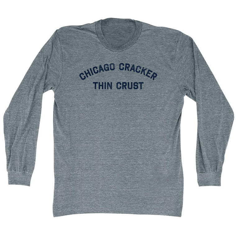 Chicago Cracker Thin Crust Adult Tri-Blend Long Sleeve T-shirt - Athletic Grey