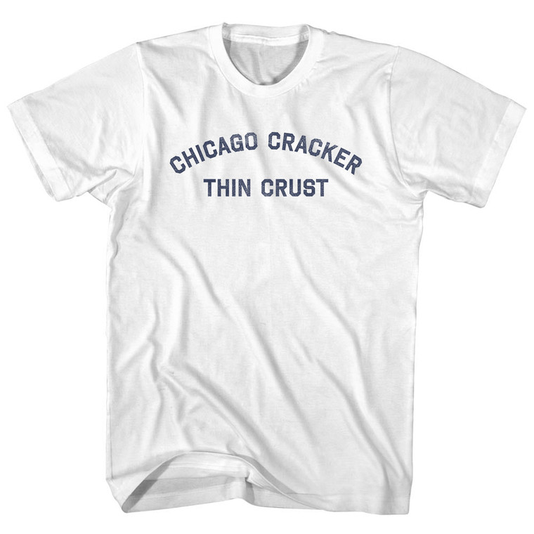 Chicago Cracker Thin Crust Womens Cotton Junior Cut T-Shirt - White
