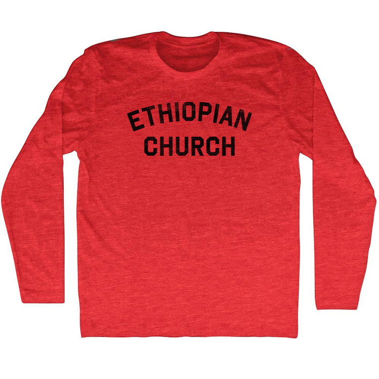 Ethiopian Church Adult Tri-Blend Long Sleeve T-shirt - Athletic Red