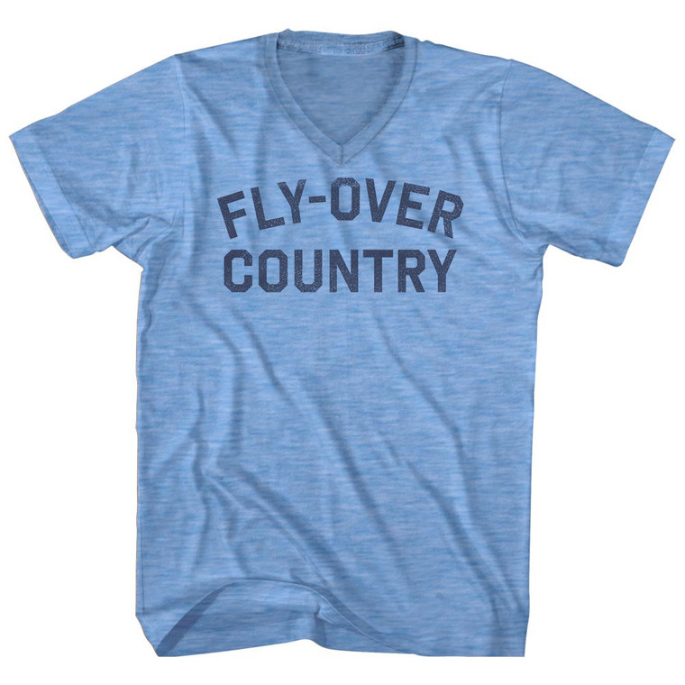 Fly-over Country Adult Tri-Blend V-neck T-shirt - Athletic Blue