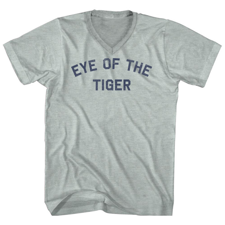 EYE OF THE TIGER Adult Tri-Blend V-neck T-shirt - Athletic Cool Grey