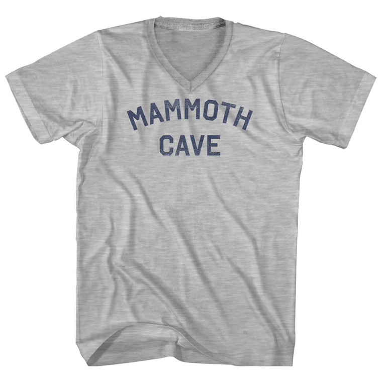 Mammoth Cave Adult Cotton V-neck T-shirt - Grey Heather