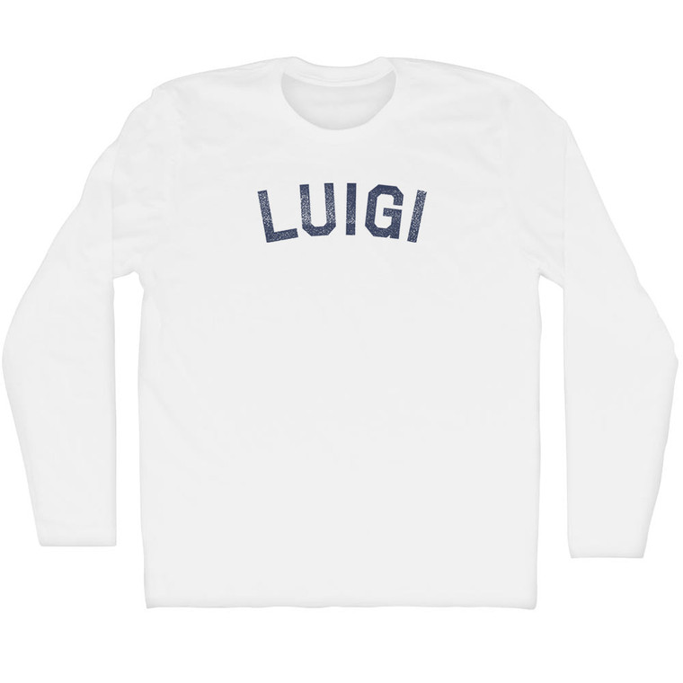 Luigi Adult Cotton Long Sleeve T-shirt - White