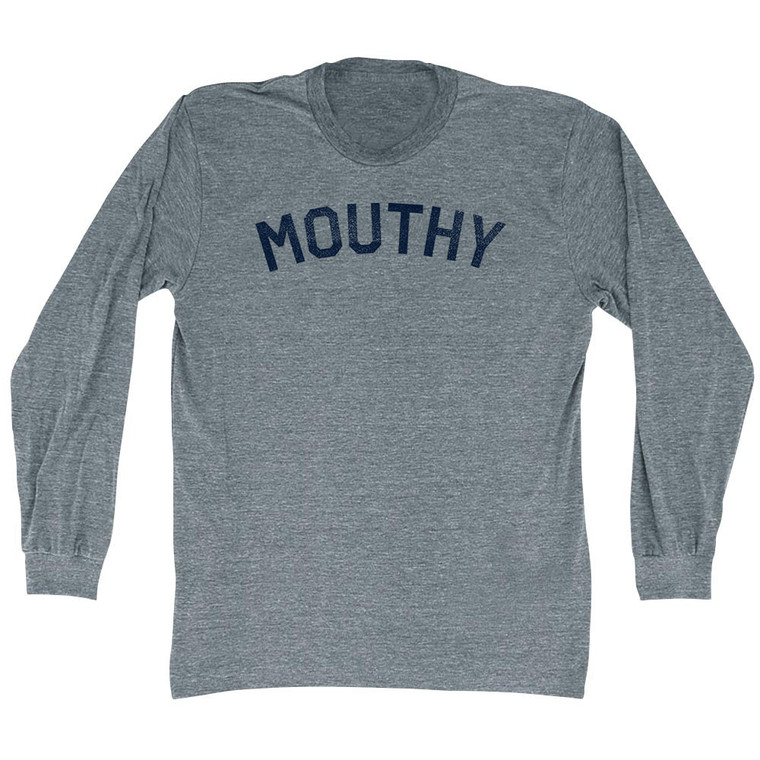 Mouthy Adult Tri-Blend Long Sleeve T-shirt - Athletic Grey
