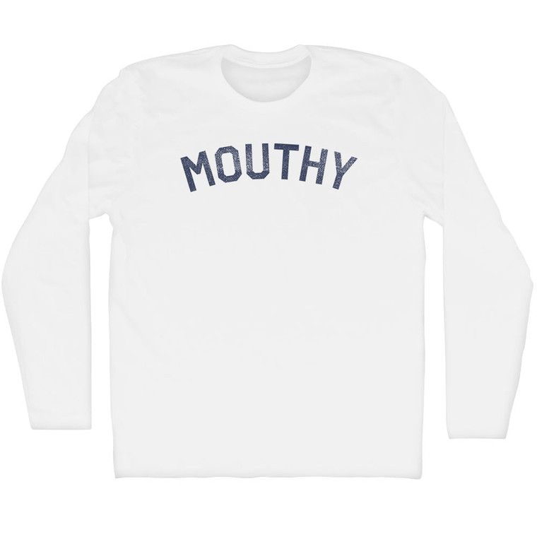 Mouthy Adult Cotton Long Sleeve T-shirt - White
