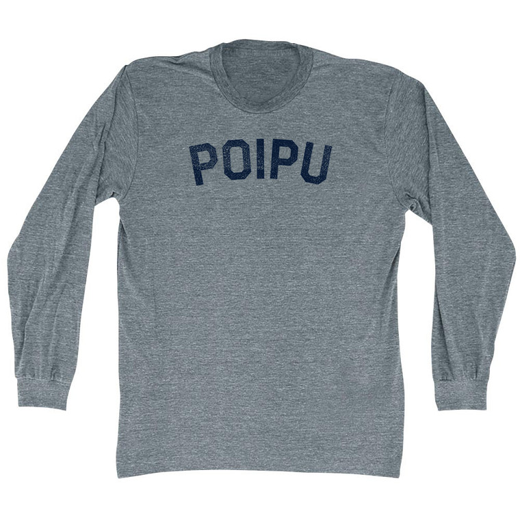Poipu Adult Tri-Blend Long Sleeve T-shirt - Athletic Grey