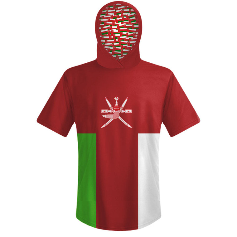 Oman Country Flag Tri-Blend Hoodie - Red Green White